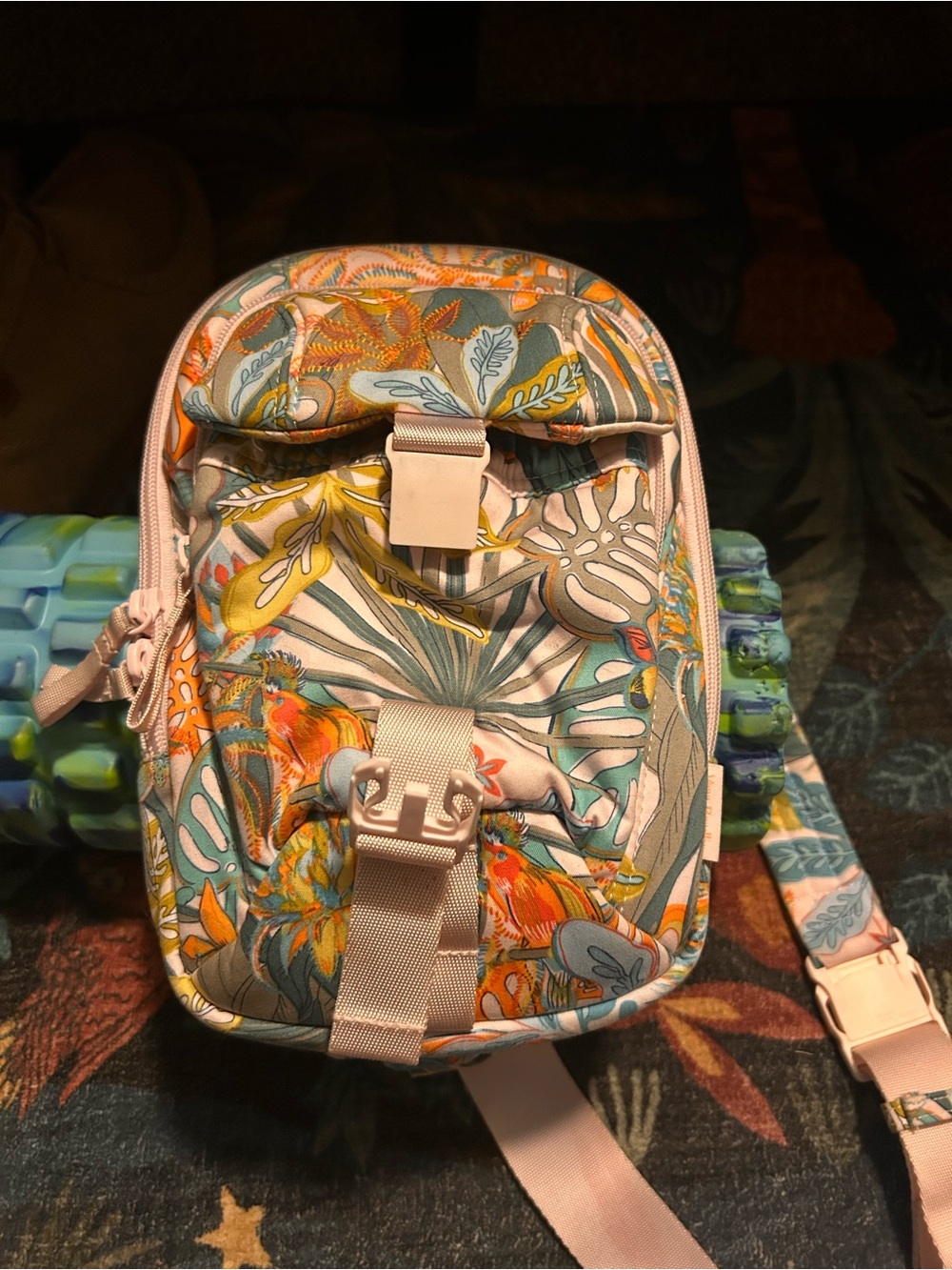 Vera Bradley—Floral Parrot Print Crossbody Bag in Pastel Pink